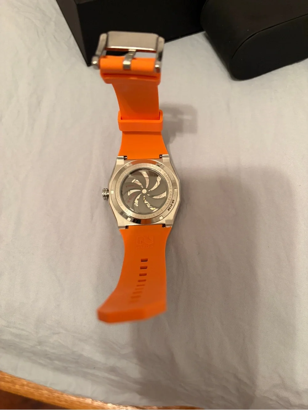 Noda Men's Skeleton Sport Watch in Black and Orange. New without tags.